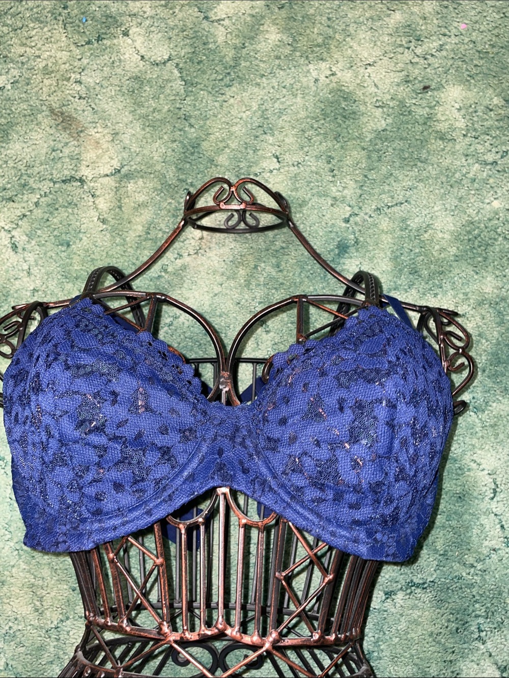 Victoria's Secret Navy Lace Body unlined Demi Bra 38C